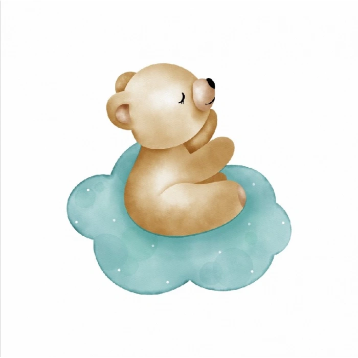 Bulut Üzerinde Uyuyan Ayıcık Duvar Stickerı