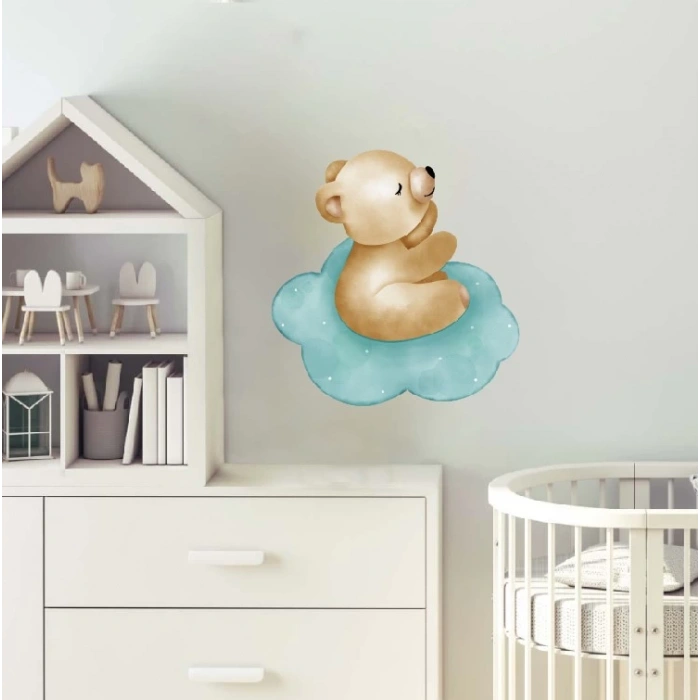 Bulut Üzerinde Uyuyan Ayıcık Duvar Stickerı