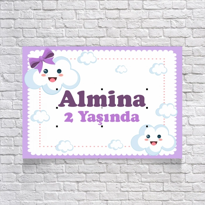 Bulutlar Temalı Doğum Günü Afişi 50X70 cm