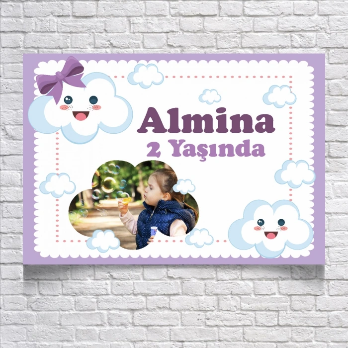 Bulutlar Temalı Doğum Günü Afişi 70X100 cm