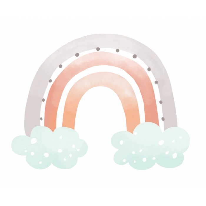 Bulutlu ve Noktalı Pastel Gökkuşağı