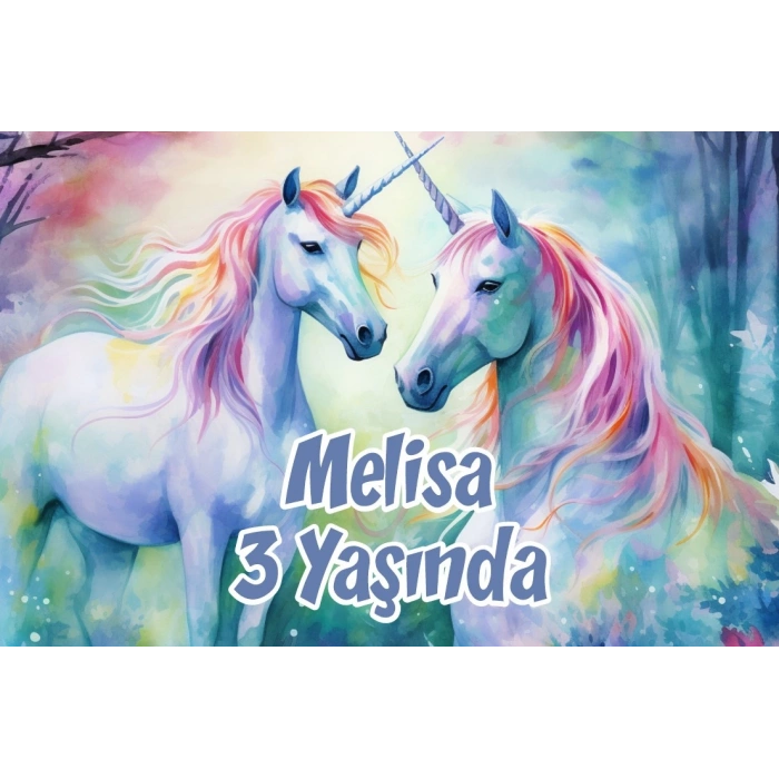 Büyük Unicornlar Temalı Doğum Günü Afişi -2 50X70 cm