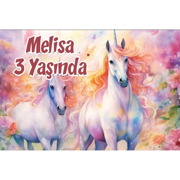 Büyük Unicornlar Temalı Doğum Günü Afişi 35X50 cm