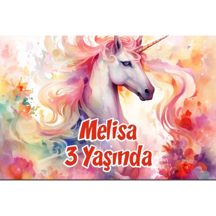 Büyük Unicorn Temalı Doğum Günü Afişi 35X50 cm