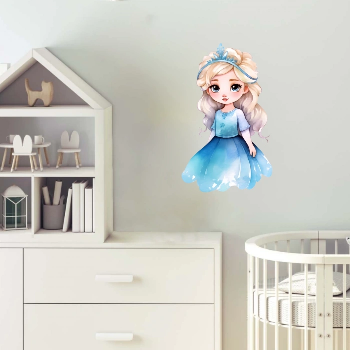 Buz Kraliçesi Mavi Prenses Duvar Stickerı