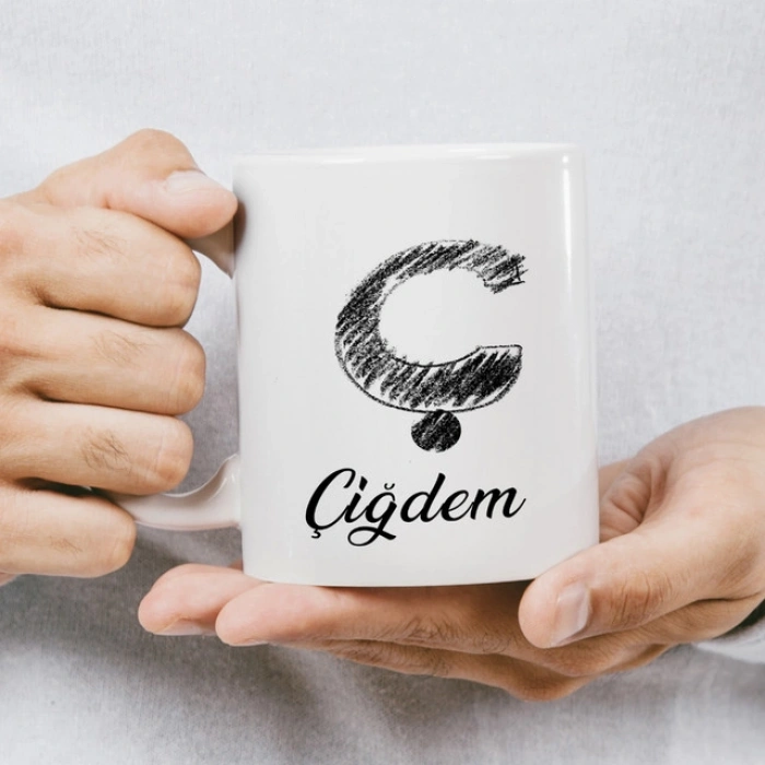 Ç Harfi Karakalem İsme Özel Kupa