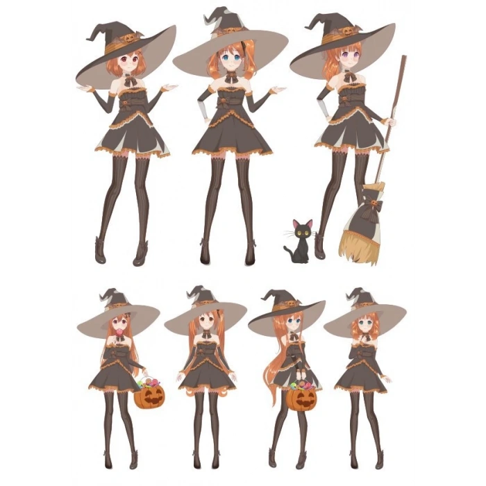 Cadı Peri Sticker Set 7 Parça Telefon, Tablet, Defter, Laptop Sticker