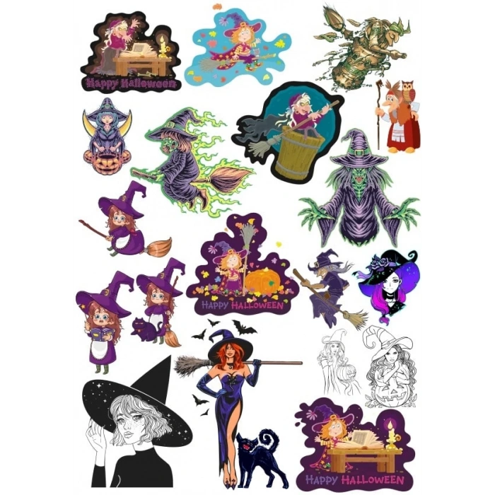 Cadı Sticker Set 6 20 Parça Telefon, Tablet, Defter, Laptop Sticker