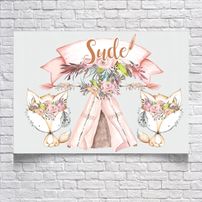 Çadır ve Tilki Temalı Doğum Günü Afişi 50X70 cm