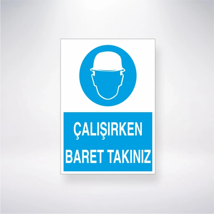Çalışırken Baret Takınız Sticker 20X28 Cm