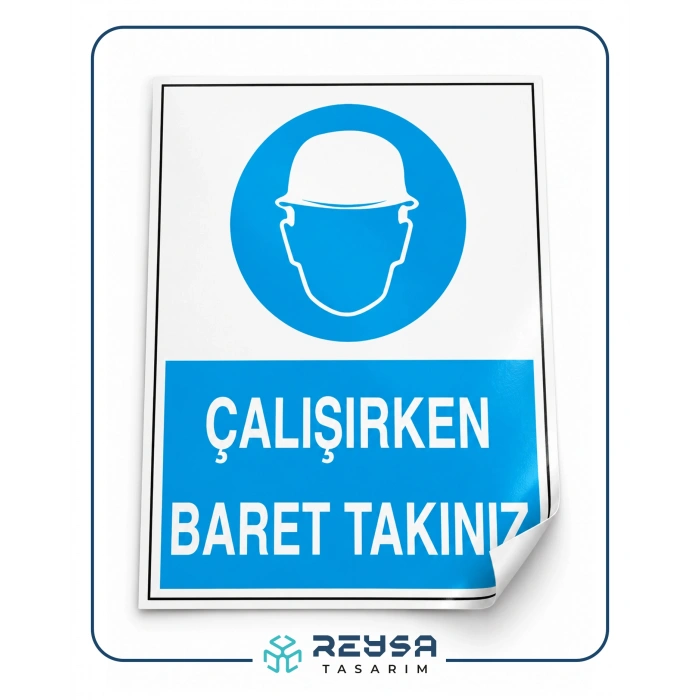 Çalışırken Baret Takınız Sticker 20X28 Cm