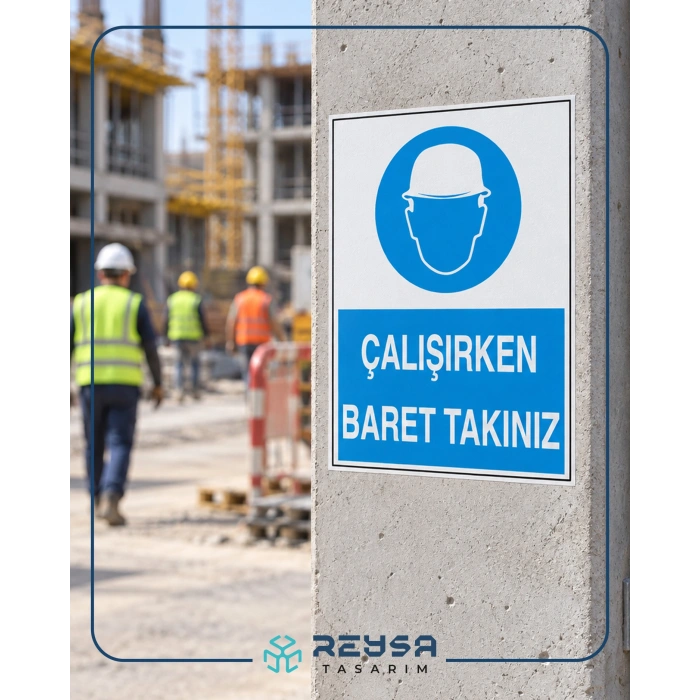 Çalışırken Baret Takınız Sticker 20X28 Cm