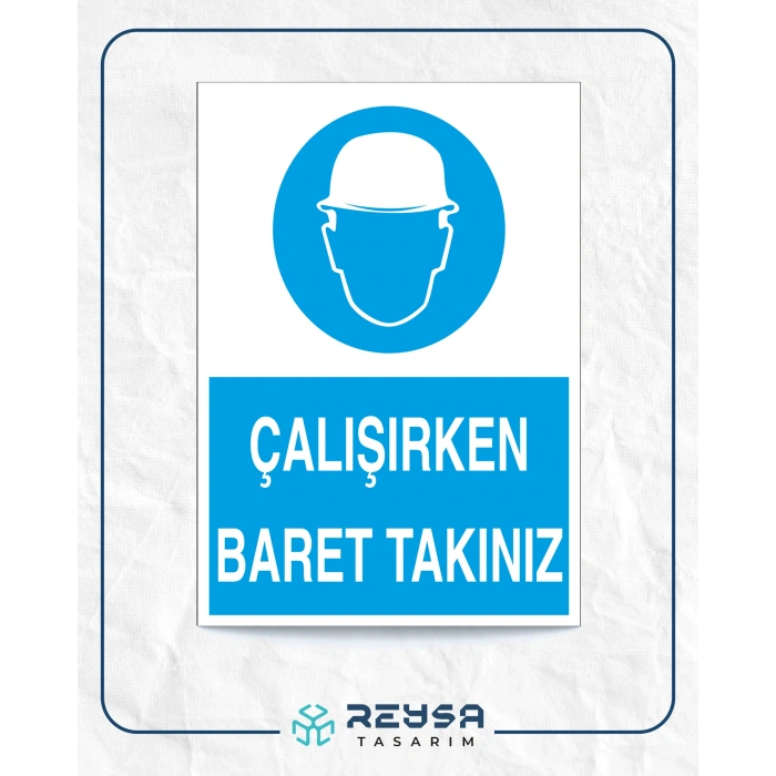 Çalışırken Baret Takınız Sticker 20X28 Cm