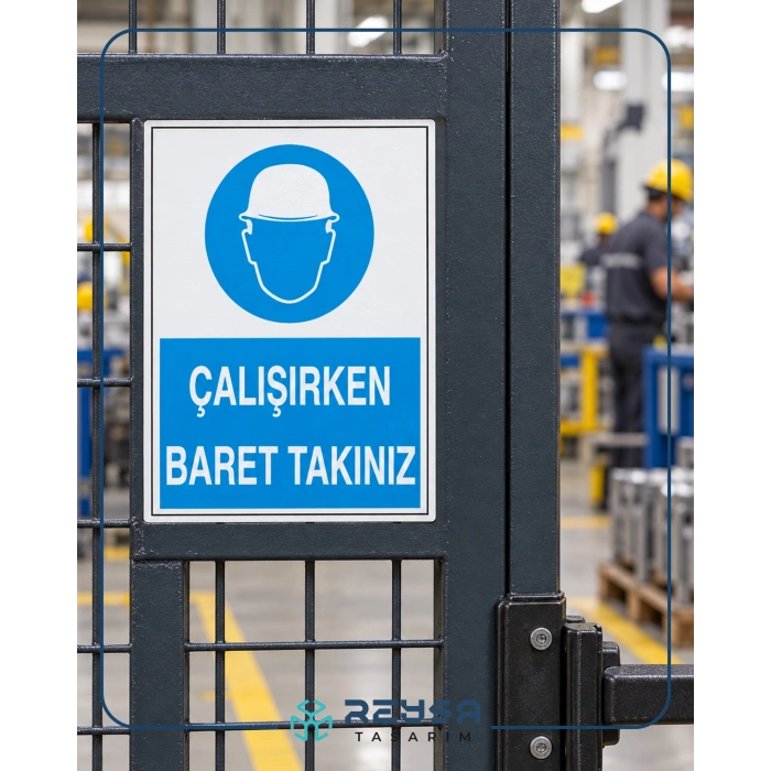Çalışırken Baret Takınız Sticker 20X28 Cm