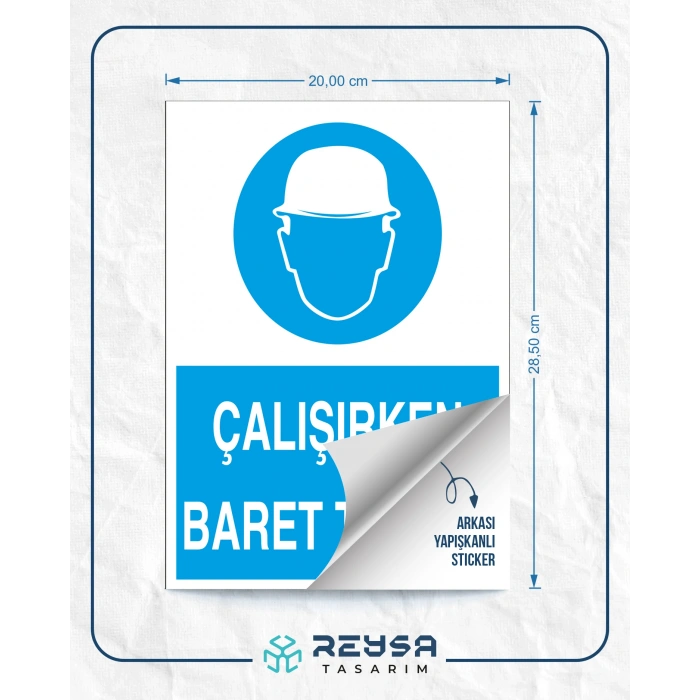 Çalışırken Baret Takınız Sticker 20X28 Cm