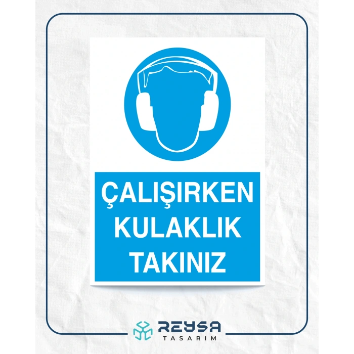 Çalışırken Kulaklık Takınız Sticker 20X28 Cm