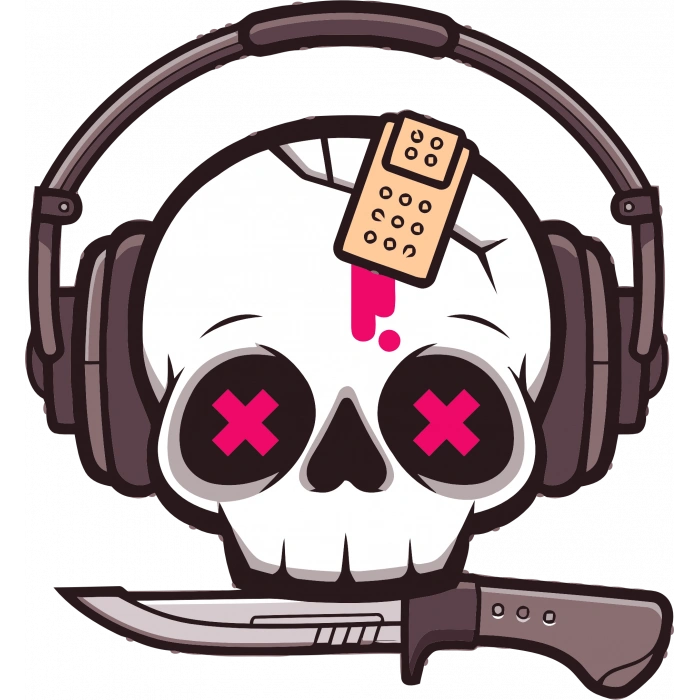 Bıçak ve Kurukafa Sticker 10x10 cmRenkli Sticker