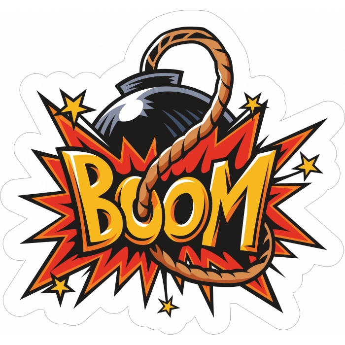 Boom Bomba Sticker 10x10 cmRenkli Sticker