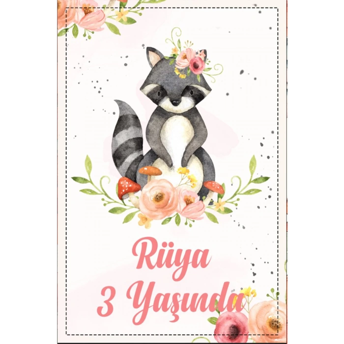 Rakun Temalı Doğum Günü Afişi 35X50 cm