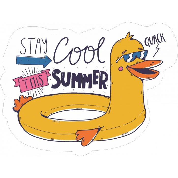 cool summer sticker 10x10 cmRenkli Sticker