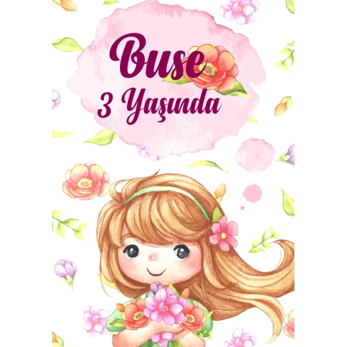 Sevimli Kız Temalı Doğum Günü Afişi 100X150 cm