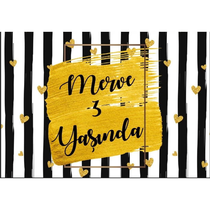 Siyah Gold doğum Günü Afişi 35X50 cm