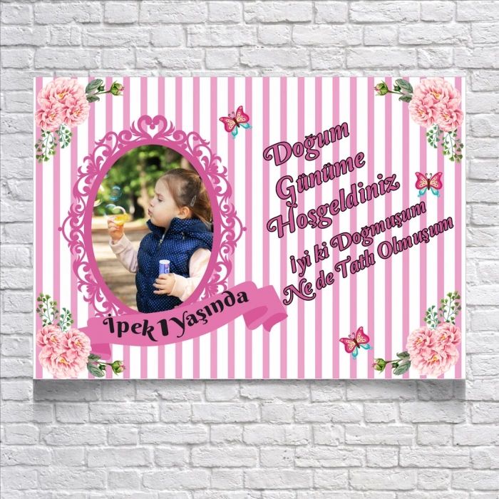Çiçek Temalı Doğum Günü Afişi 50X70 cm