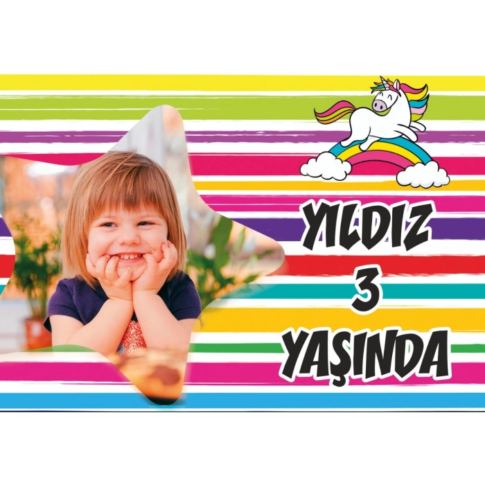 Yıldızı ve Unicorn Temalı Günü Afişi 70X100 cm