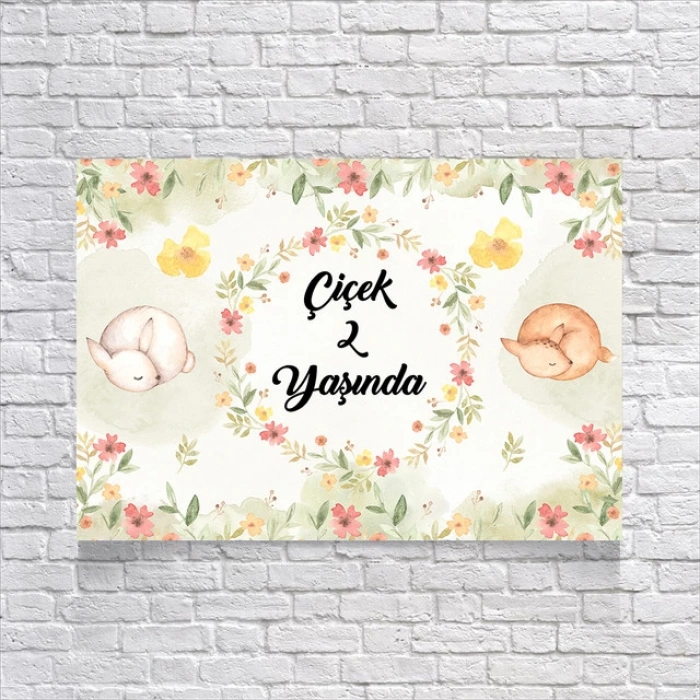 Çiçek Temalı Doğum Günü Afişi 70x100 Cm