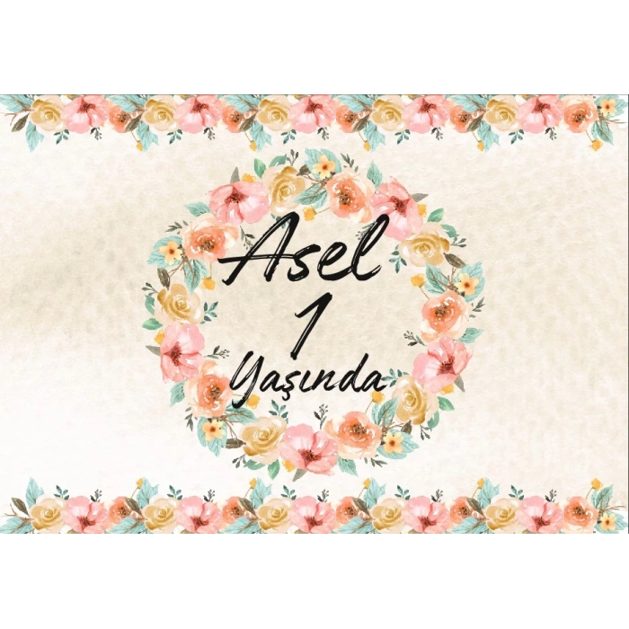 Çiçek Temalı Doğum Günü Afişi 70X100 cm