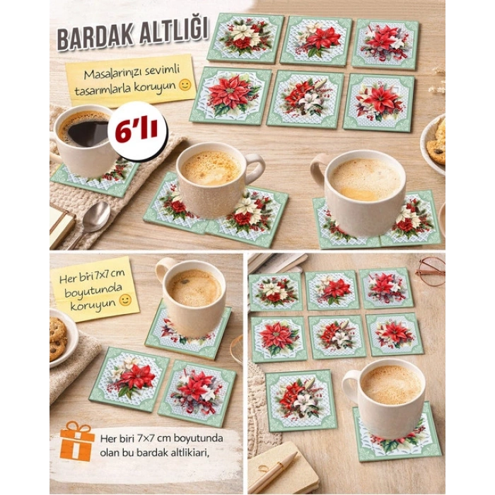 Çiçekler 7x7 – 6’lı Set Dekoratif Kare Tasarım