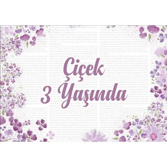 Çiçekler Temalı Doğum Günü Afişi 35X50 cm