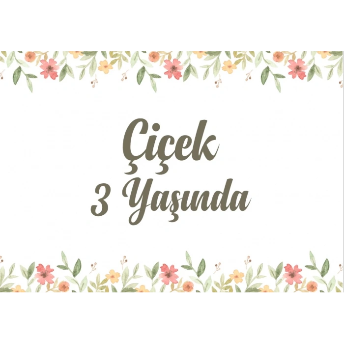 Çiçekler Temalı Doğum Günü Afişi 100X150 cm