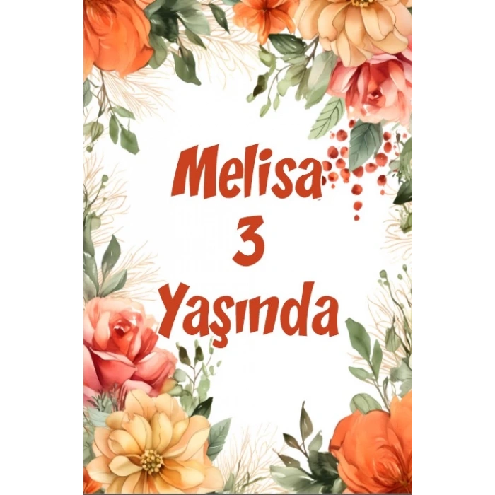 Çiçekler Temalı Doğum Günü Afişi -12 35X50 cm