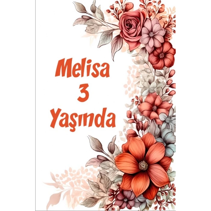 Çiçekler Temalı Doğum Günü Afişi -18 50X70 cm