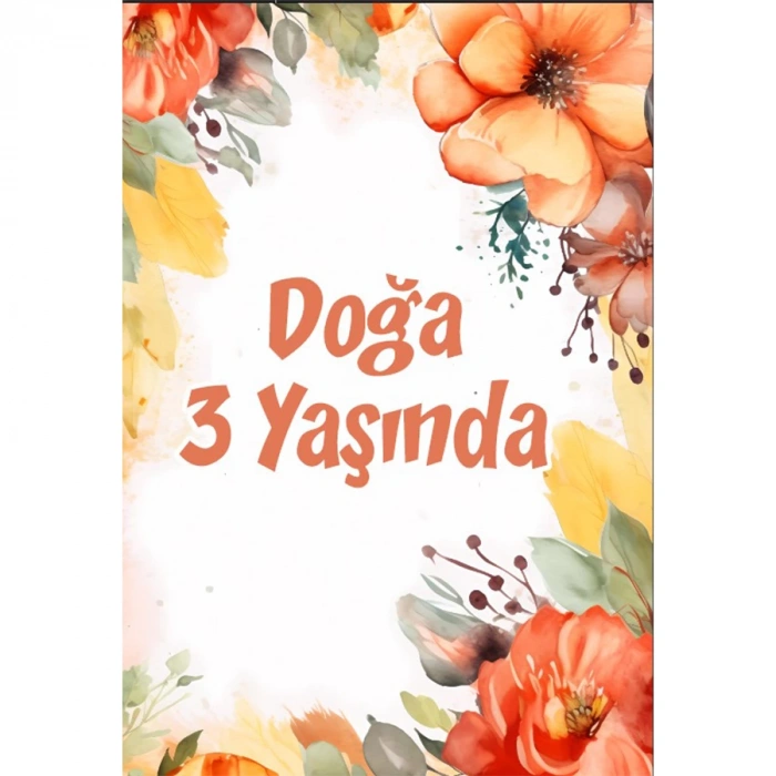 Pembe Çiçekler Temalı Doğum Günü Afişi 100X150 cm