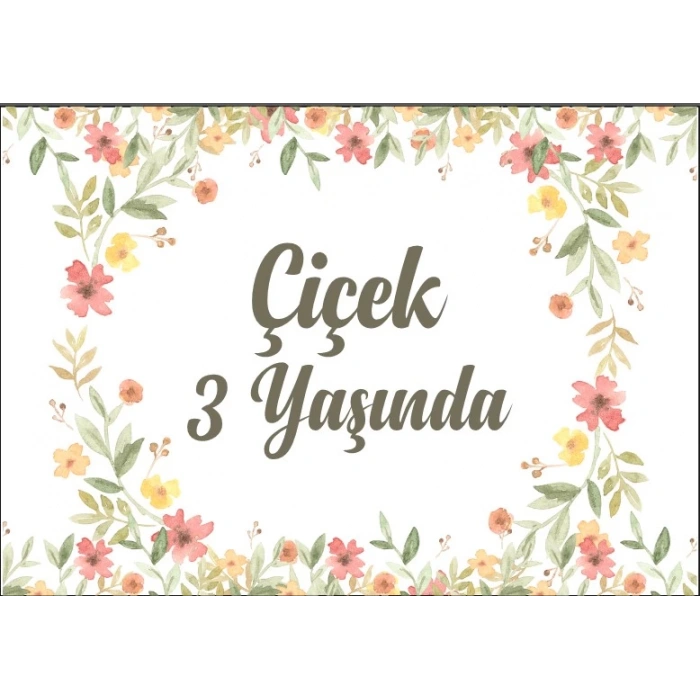 Çiçekler Temalı Doğum Günü Afişi -2 35X50 cm