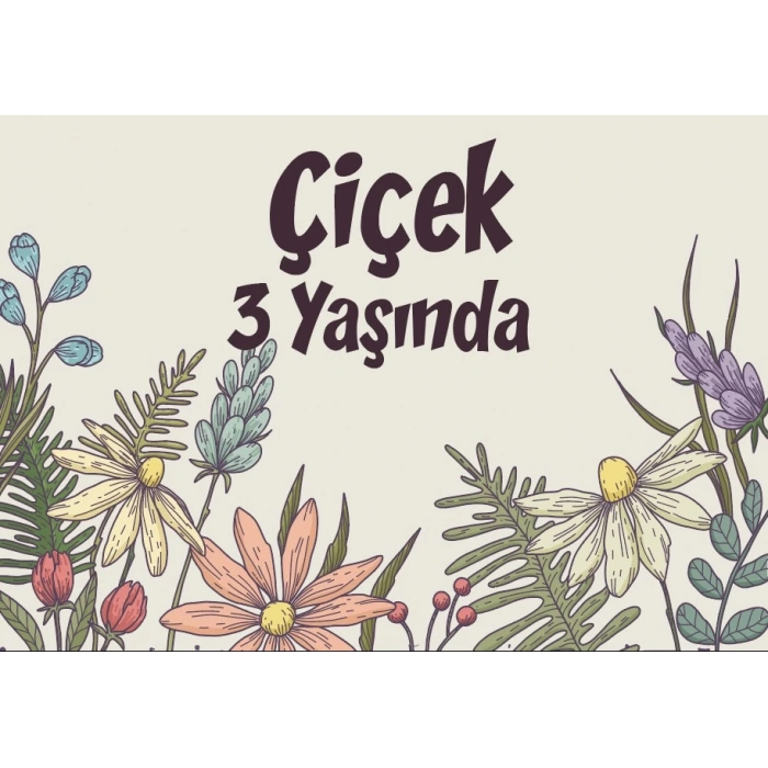 Çiçekler Temalı Doğum Günü Afişi 35X50 cm