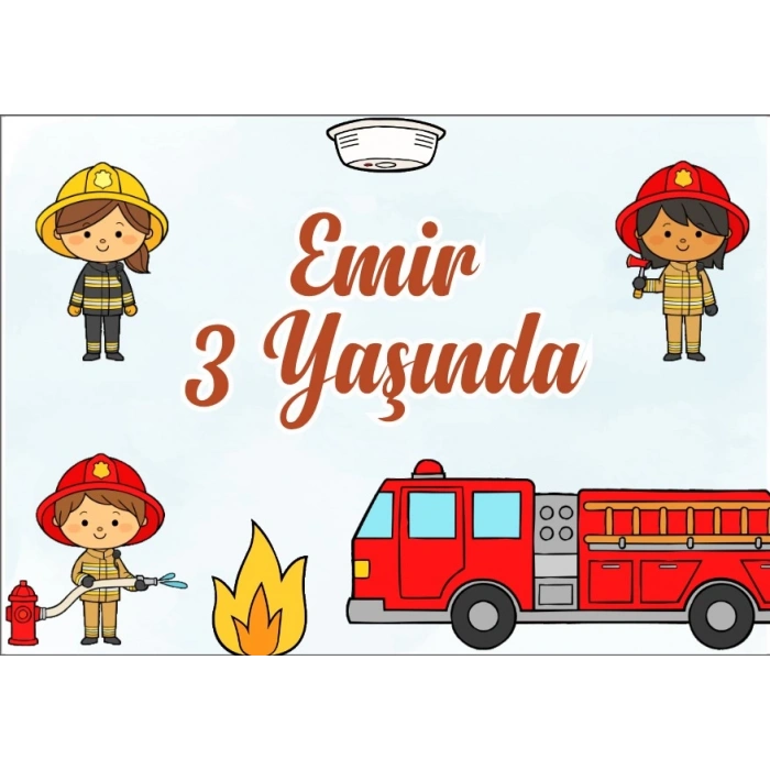 İtfaiye Temalı Doğum Günü Afişi -1 35X50 cm