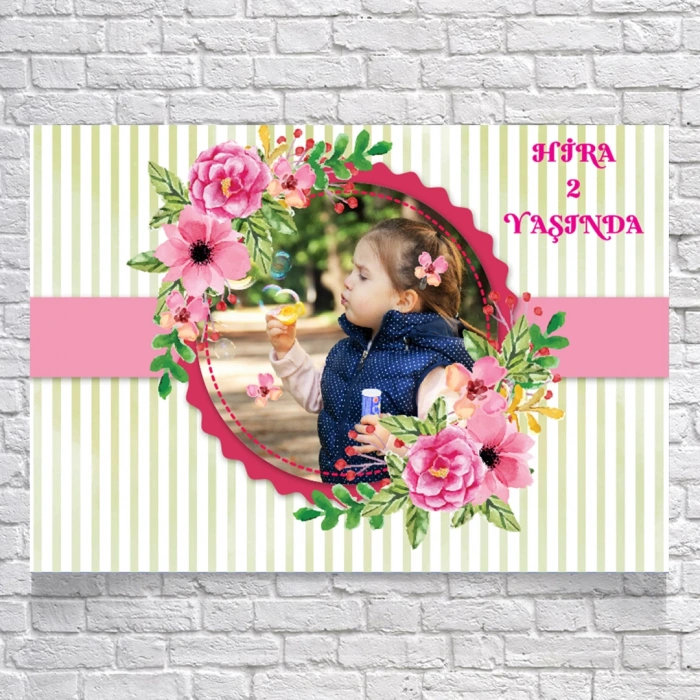 Çiçekli Doğum Günü Afişi 100X150 cm