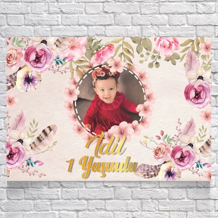 ÇiçekTemalı Doğum Günü Afişi 100X150 cm