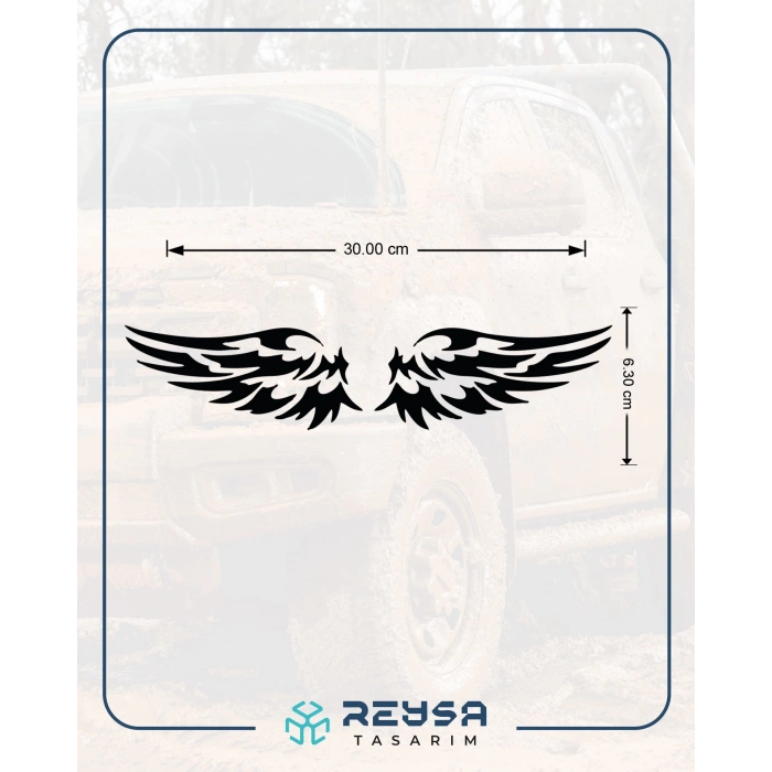 Çift Kanat Oto Logo Sticker 17x17 Cm Siyah