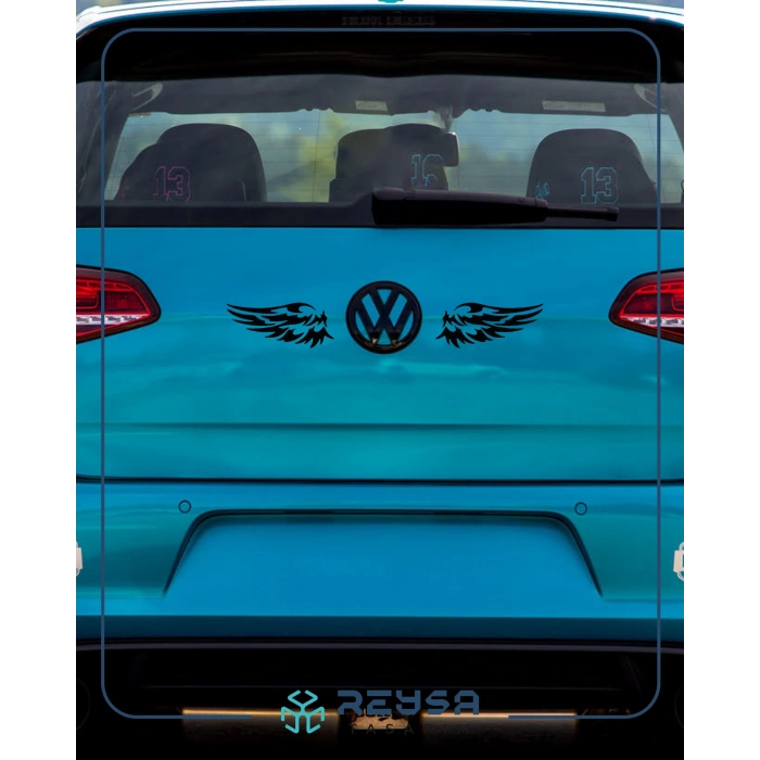 Çift Kanat Oto Logo Sticker 17x17 Cm Siyah