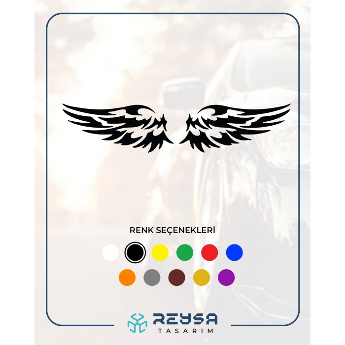 Çift Kanat Oto Logo Sticker 17x17 Cm Siyah