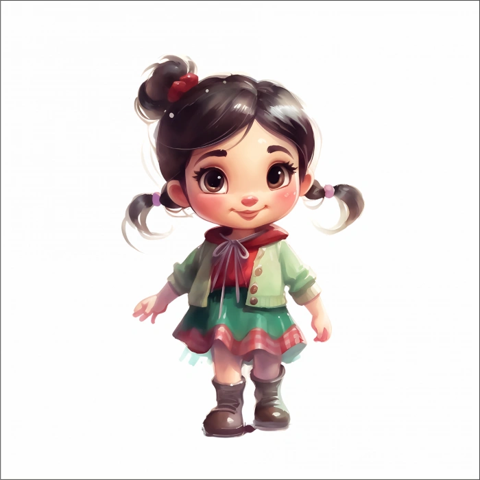 Çift Topuzlu Günlük Kız Çocuk Duvar Stickerı