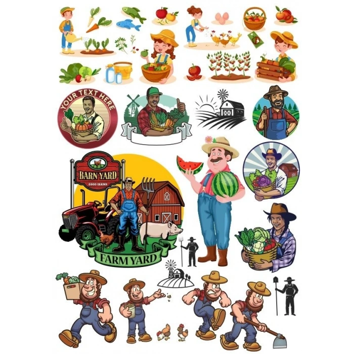 Çiftçi Sticker Set 25 Parça Telefon, Tablet, Defter, Laptop Sticker