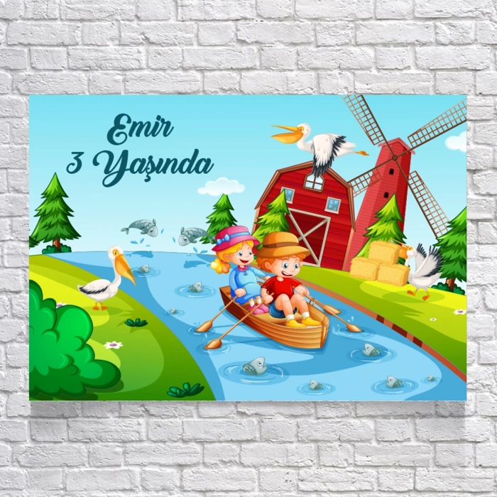 Çiftlik ve Dere Temalı Doğum Günü Afişi 70X100 cm