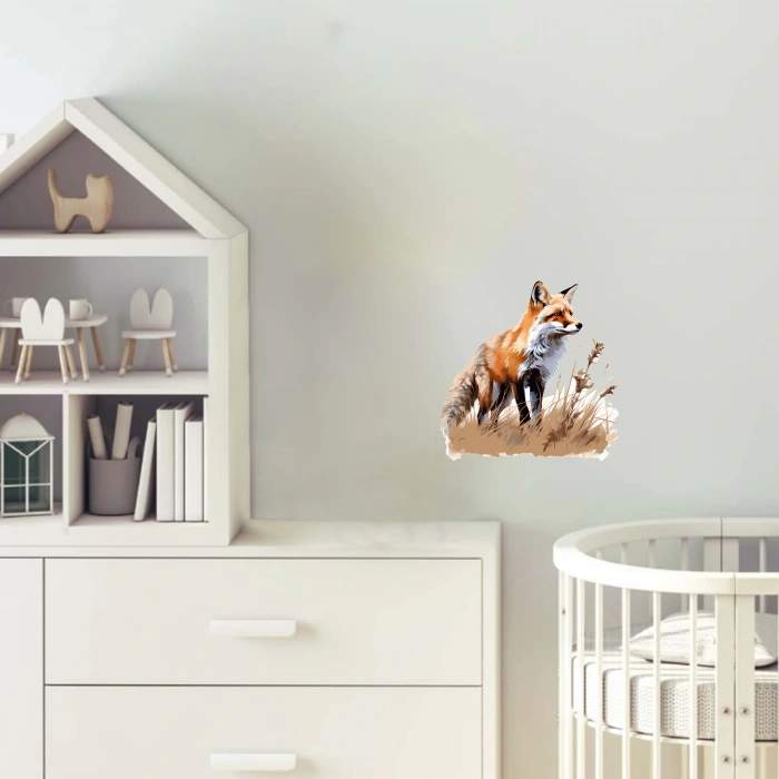 Çimlerin İçinde Duran Tilki Duvar Stickerı