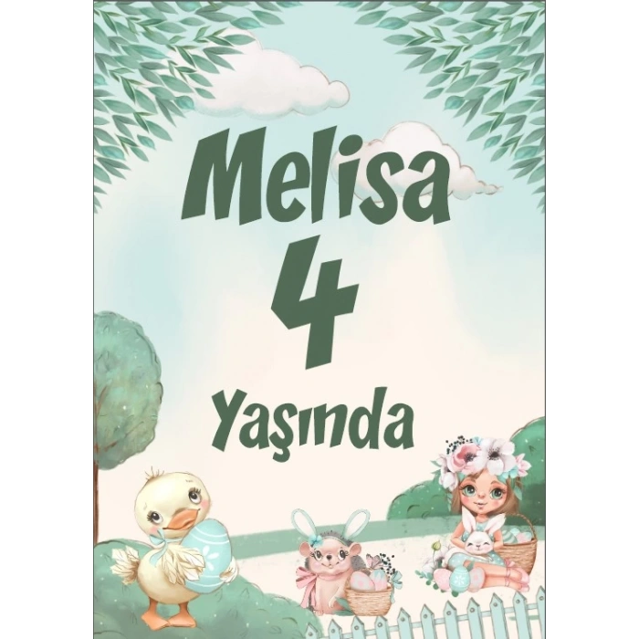 Civciv ve Kız Temalı Doğum Günü Afişi 35X50 cm