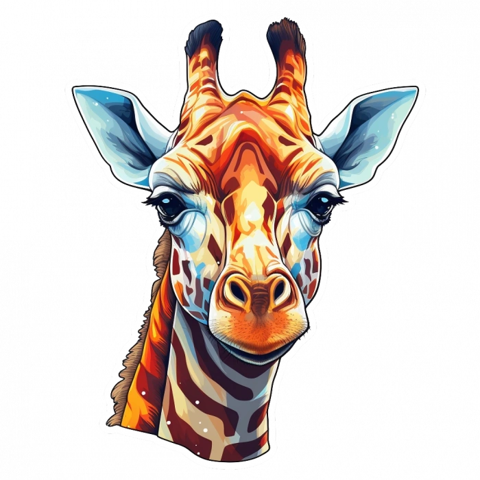 Çizgili Boyunlu Zürafa Kafası Duvar Stickerı